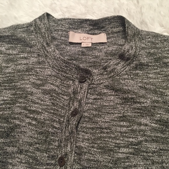 LOFT lightweight button up dart gray cardigan sweater - Picture 3 of 4